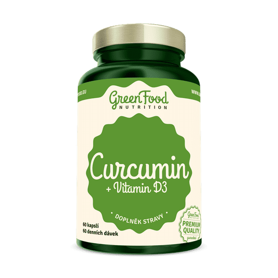 GreenFood Nutrition Curcumin + Vitamín D3 60 kapslí