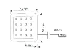 Design Light Sada 1x LED Světel Pod Kuchyňskou Linku SQUARE 2 Hliník 1.5W 12V DC Teplá Bílá