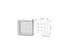 Design Light Sada 3x LED Světel Pod Kuchyňskou Linku SQUARE 3 Hliník 2.5W 12V DC Teplá Bílá