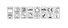 Design Light Sada 2x Klip LED Svítidlo pro Skleněné Police Kov 0.25W 12V DC Studená Bílá