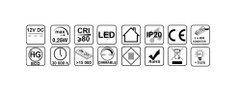 Design Light Klip LED Svítidlo pro Skleněné Police Kov 0.25W 12V DC Neutrální Bílá