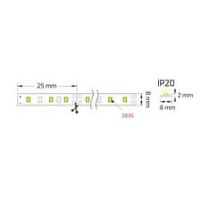 Design Light 1m Pásek LED 12V DC 2835 600 SMD IP20 14W 8mm Studená Bílá