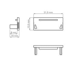 Design Light Koncovka Boční PVC Profil LED Vestavný DEOLINE XL Typ P 31.5x13.5mm Šedá