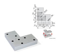 EMUCA Nábytková Noha Alumix PVC 120x120x24mm Hliník