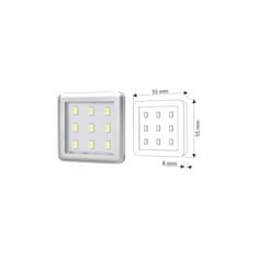 Design Light Sada 4x LED Světel Pod Kuchyňskou Linku SQUARE 3 Bílá 2.5W 12V DC Studená Bílá
