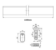 EMUCA Šatní Tyč Oválná Hliník Černá 1100mm