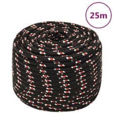 Greatstore Lodní lano černé 12 mm 25 m polypropylen