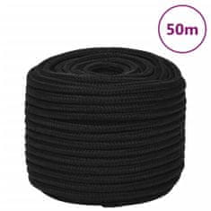 Greatstore Pracovní lano černé 14 mm 50 m polyester