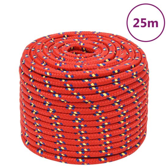 Greatstore Lodní lano červené 14 mm 25 m polypropylen