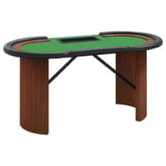 Greatstore Pokerový stůl pro 10 hráčů držák na chipy zelený 160x80x75 cm