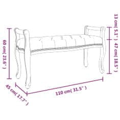 Vidaxl Lavice modrá 110 x 45 x 60 cm samet