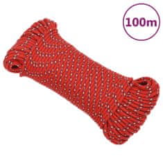 shumee plachetní lano vidaXL, červené, 4 mm, 100 m, polypropylen