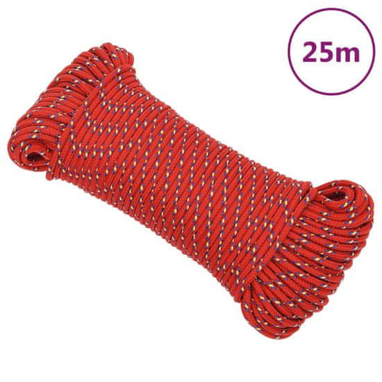 Vidaxl Lodní lano červené 4 mm 25 m polypropylen