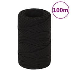 Vidaxl Pracovní lano černé 2 mm 100 m polyester