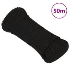 Vidaxl Pracovní lano černé 3 mm 50 m polyester