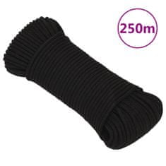 Greatstore Pracovní lano černé 4 mm 250 m polypropylen