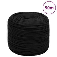 Greatstore Pracovní lano černé 6 mm 50 m polyester