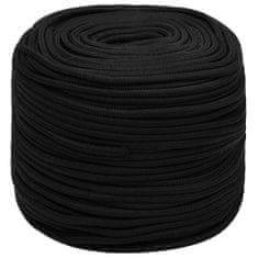 Vidaxl Pracovní lano černé 10 mm 50 m polyester