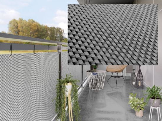 My Best Home Balkonová ratanová zástěna PORI, černá/šedá, výška 90 cm šířka různé rozměry 900 g/m2 MyBestHome Rozměr: 90x100 cm