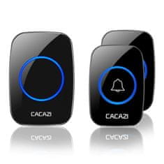 CACAZI A10 bezdrátový zvonek - sada 1x přijímač + 2x tlačítko - černý