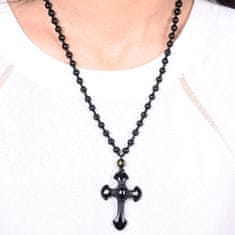 IZMAEL Náhrdelník Obsidian Cross-Černá KP7349