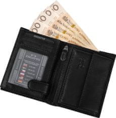 ZAGATTO Pánská kožená peněženka černá, vertikální, ochrana RFID, elegantní a prostorná, peněženka na bankovky, karty, doklady, kapsa na zip, 12,7x9,3x3 cm, ZG-N4-F14