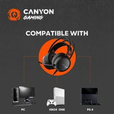 Canyon Herní headset Interceptor GH-8A, LED, PC/PS4/Xbox, Deep bass, kabel 2m, USB+2x3,5F TRS jack + rozbočovač