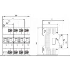 sapro FVE odpínač integrovaný s vypínací spouští VCX CYKB63+MX+OFF PV 4P 32A 1000V DC