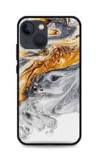 TopQ Kryt LUXURY iPhone 13 pevný Marble šedo-zlatý 64754