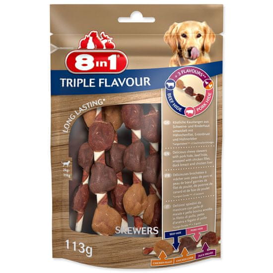 8in1 Špíz žvýkací Triple Flavour 6 ks