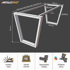 MetaloPro Kovové nohy ke stolu se středovou tyčí černé, 130 cm