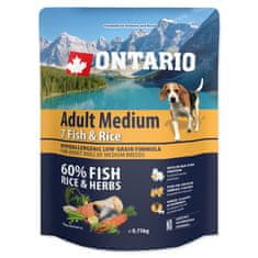 Ontario Dog Adult Medium Fish & Rice 0,75 kg