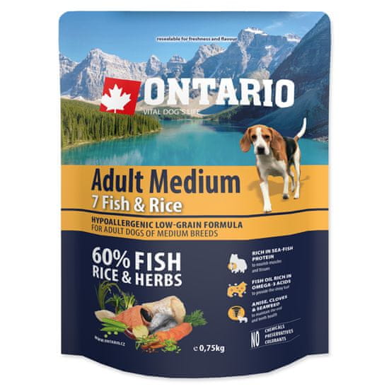 Ontario Dog Adult Medium Fish & Rice 0,75 kg