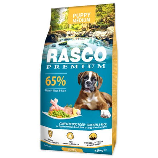 RASCO PREMIUM Granule Puppy Medium kuře s rýží 15 kg