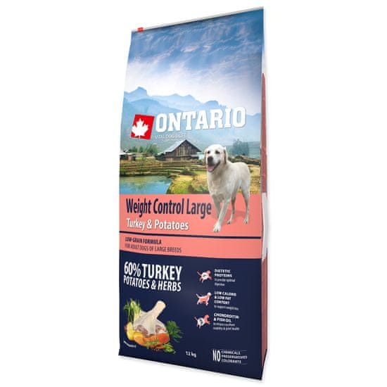 Ontario Dog Large Weight Control Turkey & Potatoes & Herbs 12 kg