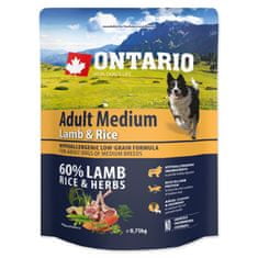 Ontario Dog Adult Medium Lamb & Rice 0,75 kg