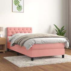 Greatstore Box spring postel s matrací růžová 80 x 200 cm samet