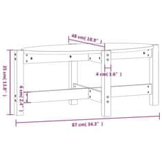 Greatstore Konferenční stolek černý 87 x 48 x 35 cm masivní borové dřevo