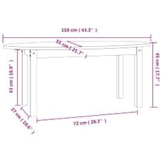 Greatstore Konferenční stolek 110 x 55 x 45 cm masivní borové dřevo