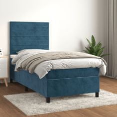 Greatstore Box spring postel s matrací tmavě modrá 80 x 200 cm samet