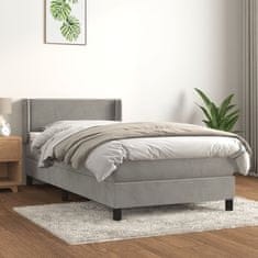 Greatstore Box spring postel s matrací světle šedá 90x200 cm samet