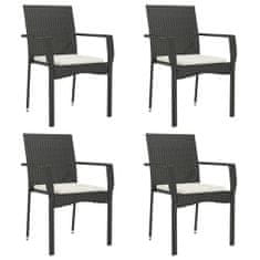 Vidaxl Zahradní židle s poduškami 4 ks polyratan černé