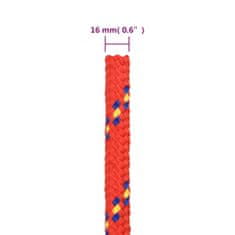Vidaxl Lodní lano červené 16 mm 100 m polypropylen