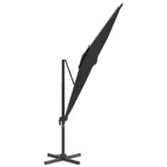 Greatstore Konzolový slunečník s hliníkovou tyčí černý 400 x 300 cm