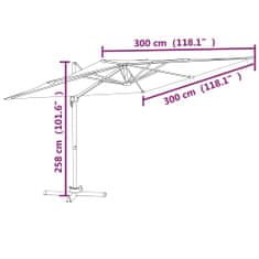 Vidaxl Konzolový slunečník s hliníkovou tyčí černý 300 x 300 cm