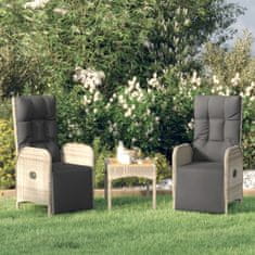 Petromila Zahradní polohovací židle 2 ks se stolkem šedé polyratan