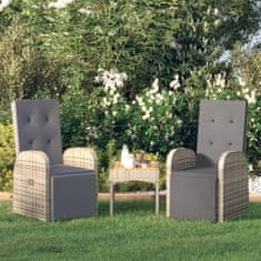 Vidaxl Skládací zahradní židle, polštáře, 2 ks, šedá, PE ratan