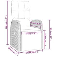 Vidaxl Polohovací zahradní židle s poduškami 2 ks černé polyratan