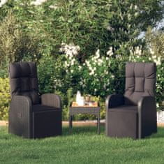 Greatstore Polohovací zahradní židle s poduškami 2 ks černé polyratan