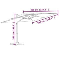 Vidaxl Konzolový slunečník s hliníkovou tyčí černý 400 x 300 cm